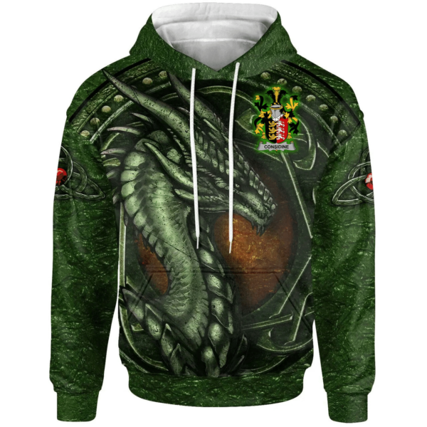 Ireland Hoodie - Considine or McConsidine Irish Family Crest Hoodie - Celtic Green Dragon