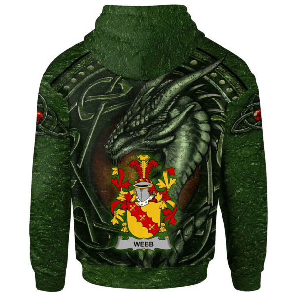 Ireland Hoodie - Webb Irish Family Crest Hoodie - Celtic Green Dragon - Image 2