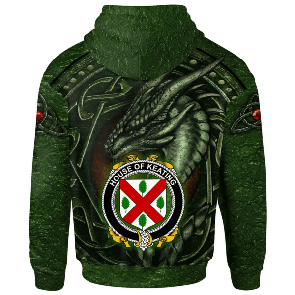 Ireland Hoodie - House of KEATING Irish Family Crest Hoodie - Celtic Green Dragon - Image 2