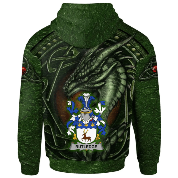 Ireland Hoodie - Rutledge Irish Family Crest Hoodie - Celtic Green Dragon - Image 2