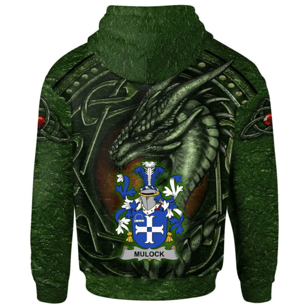 Ireland Hoodie - Mulock or Mullock Irish Family Crest Hoodie - Celtic Green Dragon - Image 2