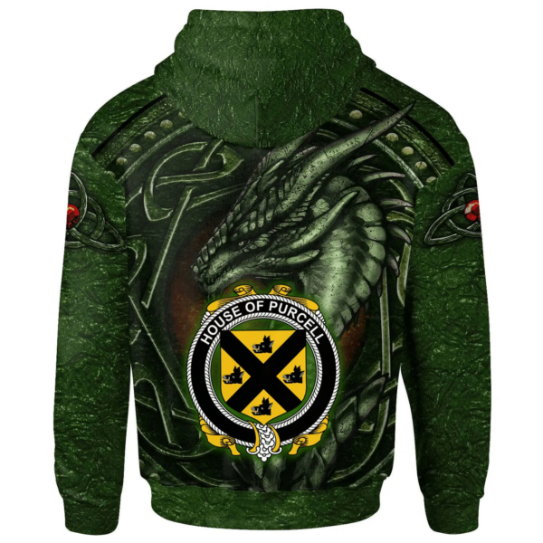 Ireland Hoodie - House of PURCELL Irish Family Crest Hoodie - Celtic Green Dragon - Image 2