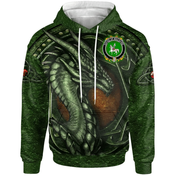 Ireland Hoodie - House of MACGUIRE Irish Family Crest Hoodie - Celtic Green Dragon