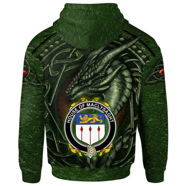 Ireland Hoodie - House of MACLYSAGHT Irish Family Crest Hoodie - Celtic Green Dragon - Image 2