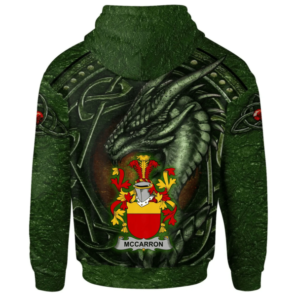 Ireland Hoodie - McCarron Irish Family Crest Hoodie - Celtic Green Dragon - Image 2