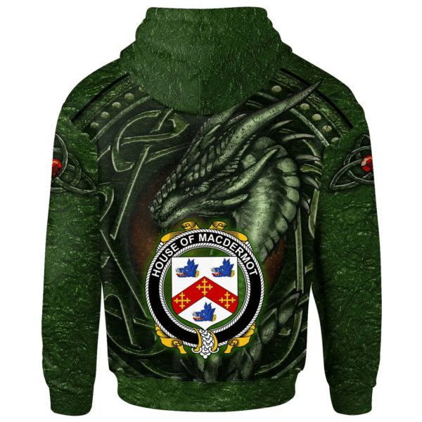 Ireland Hoodie - House of MACDERMOT Irish Family Crest Hoodie - Celtic Green Dragon - Image 2