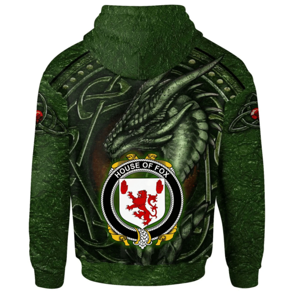 Ireland Hoodie - House of FOX Irish Family Crest Hoodie - Celtic Green Dragon - Image 2