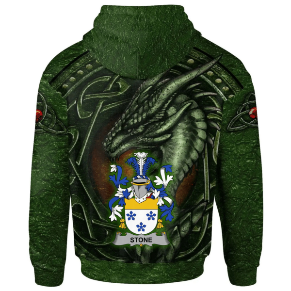 Ireland Hoodie - Stone Irish Family Crest Hoodie - Celtic Green Dragon - Image 2