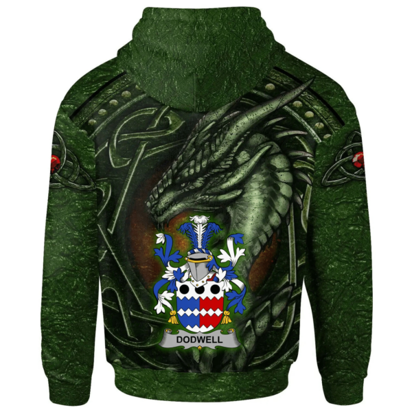 Ireland Hoodie - Dodwell Irish Family Crest Hoodie - Celtic Green Dragon - Image 2