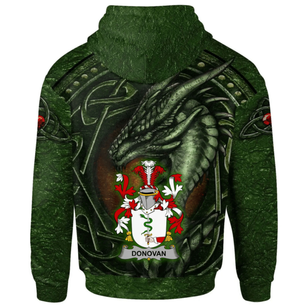 Ireland Hoodie - Donovan or O'Donovan Irish Family Crest Hoodie - Celtic Green Dragon - Image 2