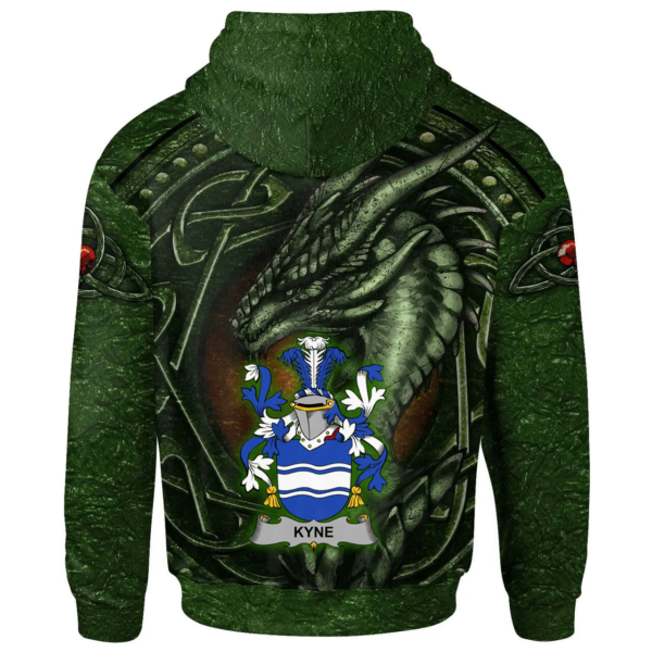 Ireland Hoodie - Kyne or O'Kyne Irish Family Crest Hoodie - Celtic Green Dragon - Image 2