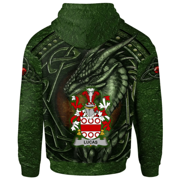 Ireland Hoodie - Lucas or Luke Irish Family Crest Hoodie - Celtic Green Dragon - Image 2