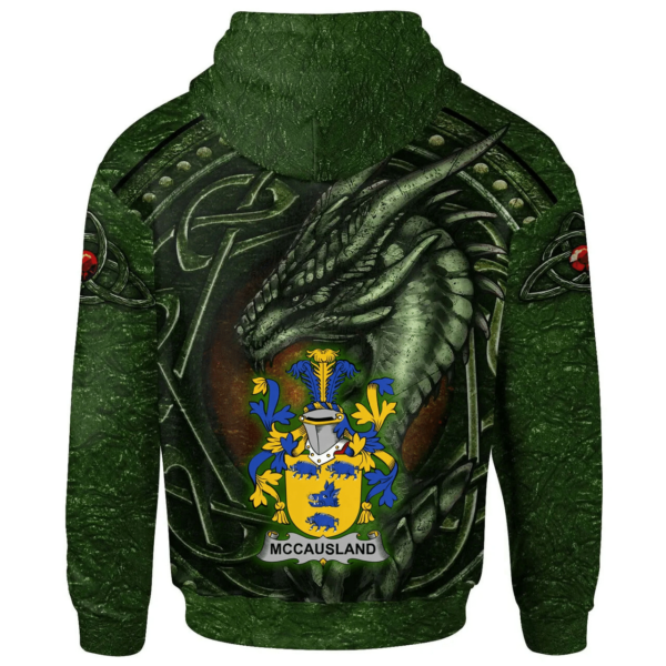 Ireland Hoodie - McCausland Irish Family Crest Hoodie - Celtic Green Dragon - Image 2