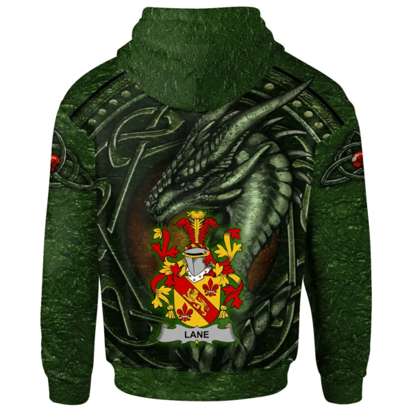 Ireland Hoodie - Lane Irish Family Crest Hoodie - Celtic Green Dragon - Image 2