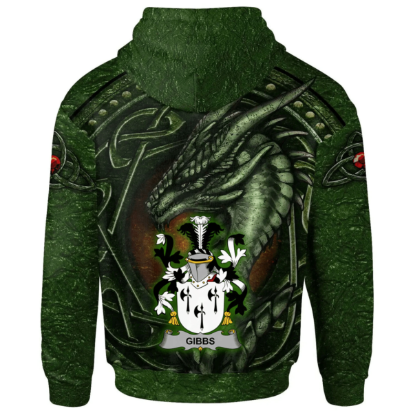 Ireland Hoodie - Gibbs Irish Family Crest Hoodie - Celtic Green Dragon - Image 2