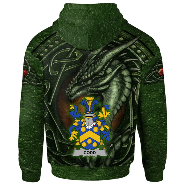 Ireland Hoodie - Codd Irish Family Crest Hoodie - Celtic Green Dragon - Image 2