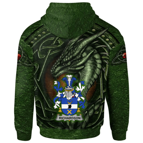 Ireland Hoodie - Richardson Irish Family Crest Hoodie - Celtic Green Dragon - Image 2