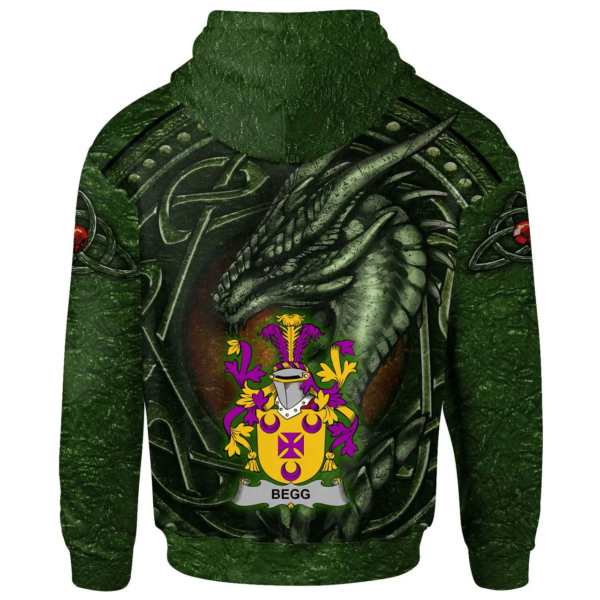 Ireland Hoodie - Begg Irish Family Crest Hoodie - Celtic Green Dragon - Image 2