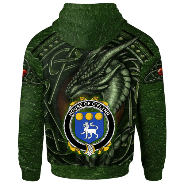 Ireland Hoodie - House of O'FLYNN Irish Family Crest Hoodie - Celtic Green Dragon - Image 2