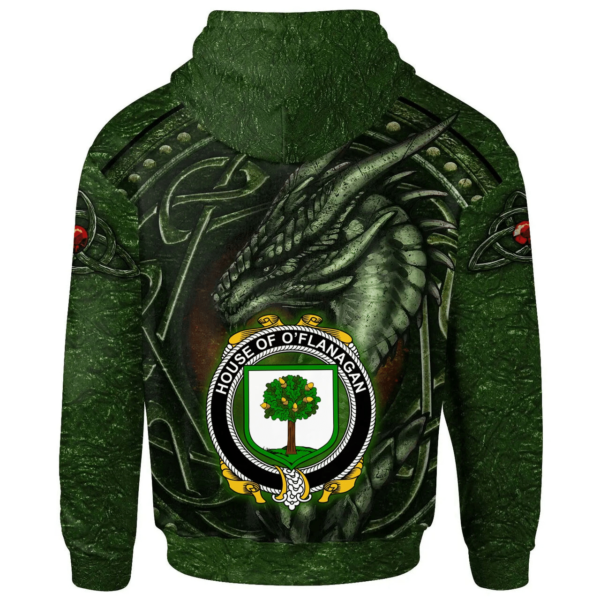 Ireland Hoodie - House of O'FLANAGAN Irish Family Crest Hoodie - Celtic Green Dragon - Image 2