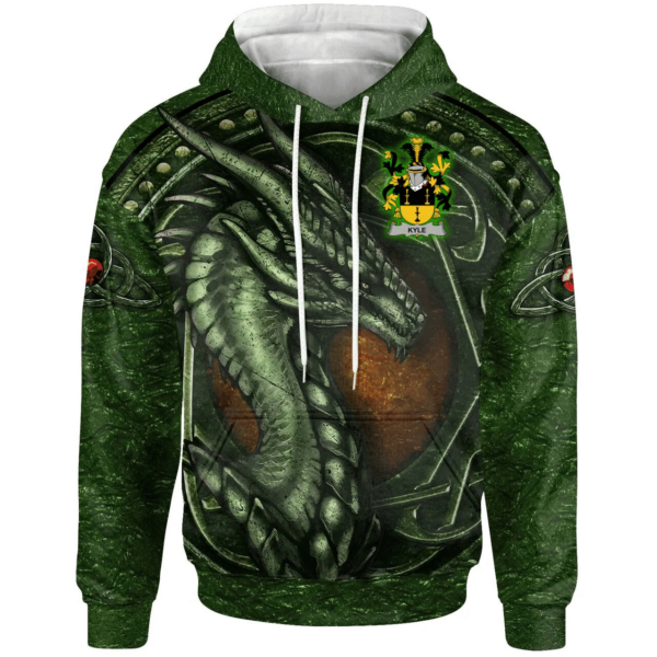 Ireland Hoodie - Kyle Irish Family Crest Hoodie - Celtic Green Dragon