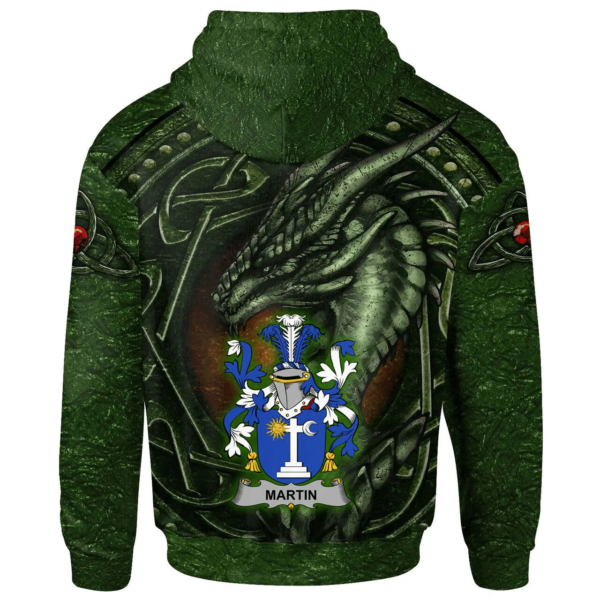 Ireland Hoodie - Martin Irish Family Crest Hoodie - Celtic Green Dragon - Image 2