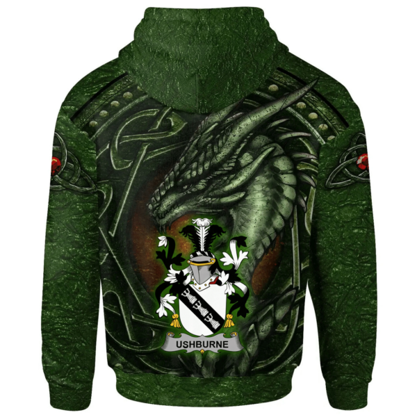 Ireland Hoodie - Ushburne Irish Family Crest Hoodie - Celtic Green Dragon - Image 2