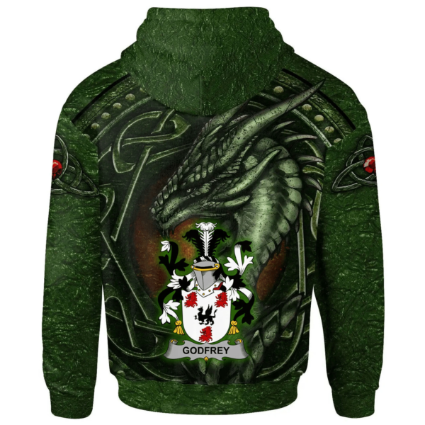 Ireland Hoodie - Godfrey (of Bushfield) Irish Family Crest Hoodie - Celtic Green Dragon - Image 2