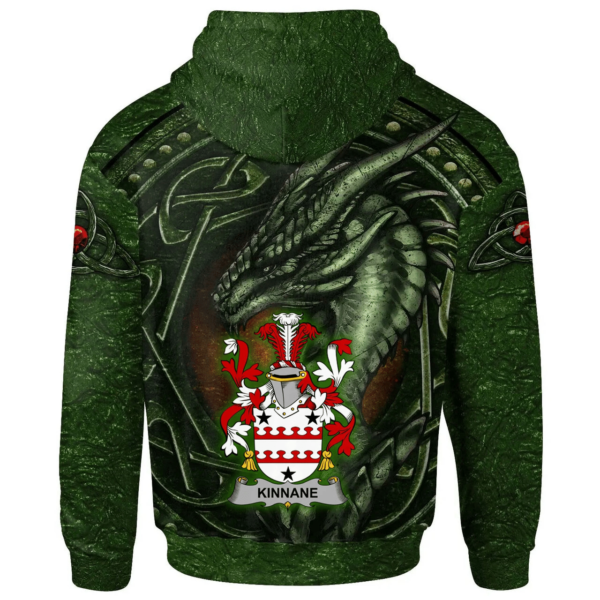 Ireland Hoodie - Kinnane or O'Kinane Irish Family Crest Hoodie - Celtic Green Dragon - Image 2