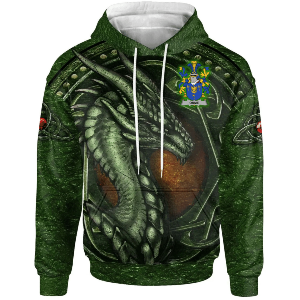 Ireland Hoodie - Orme Irish Family Crest Hoodie - Celtic Green Dragon