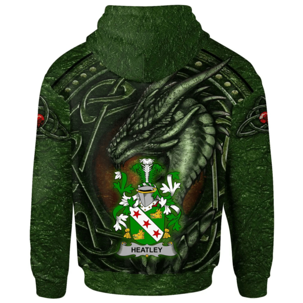 Ireland Hoodie - Heatley Irish Family Crest Hoodie - Celtic Green Dragon - Image 2