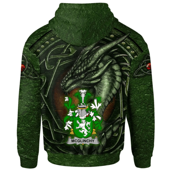 Ireland Hoodie - McGlinchy or McGlinchey Irish Family Crest Hoodie - Celtic Green Dragon - Image 2