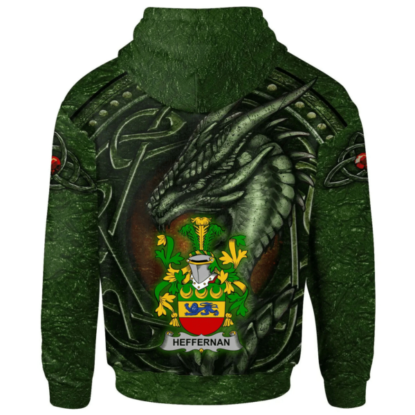 Ireland Hoodie - Heffernan or O'Heffernan Irish Family Crest Hoodie - Celtic Green Dragon - Image 2