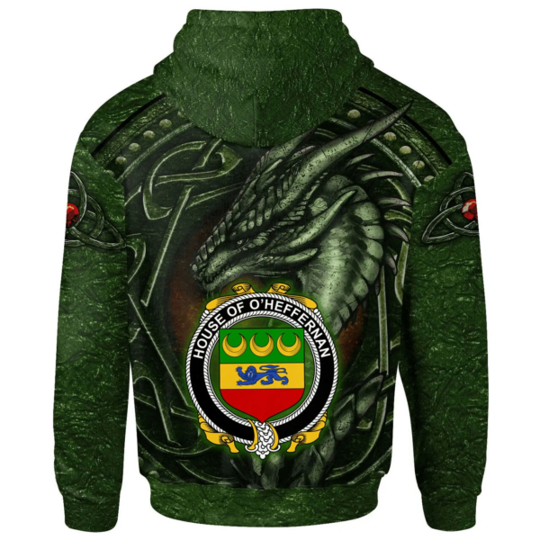 Ireland Hoodie - House of O'HEFFERNAN Irish Family Crest Hoodie - Celtic Green Dragon - Image 2