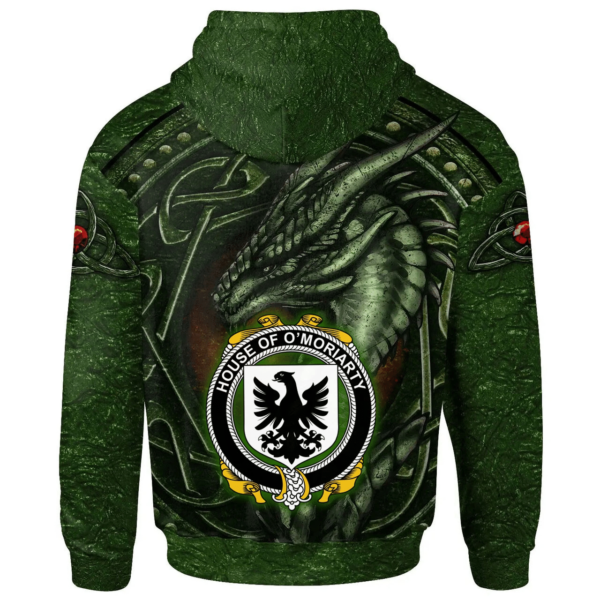 Ireland Hoodie - House of O'MORIARTY Irish Family Crest Hoodie - Celtic Green Dragon - Image 2