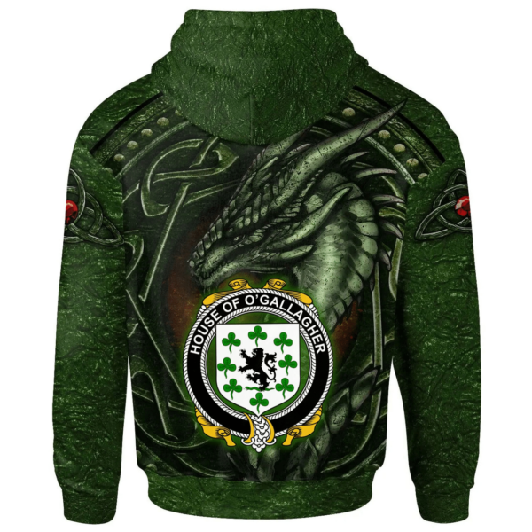 Ireland Hoodie - House of O'GALLAGHER Irish Family Crest Hoodie - Celtic Green Dragon - Image 2