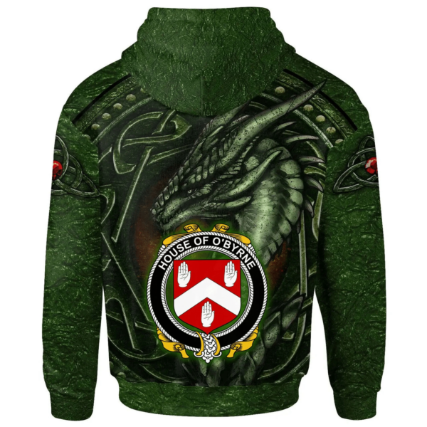 Ireland Hoodie - House of O'BYRNE Irish Family Crest Hoodie - Celtic Green Dragon - Image 2