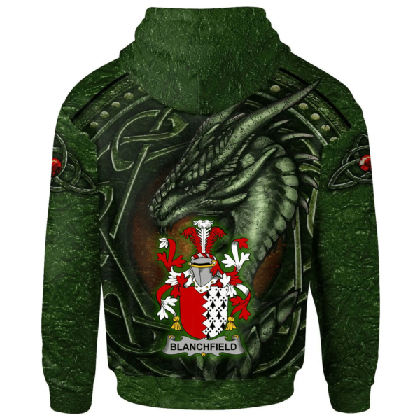 Ireland Hoodie - Blanchfield Irish Family Crest Hoodie - Celtic Green Dragon - Image 2