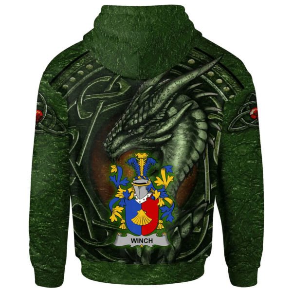 Ireland Hoodie - Winch Irish Family Crest Hoodie - Celtic Green Dragon - Image 2