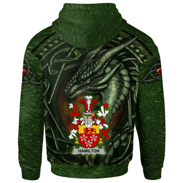 Ireland Hoodie - Hamilton Irish Family Crest Hoodie - Celtic Green Dragon - Image 2