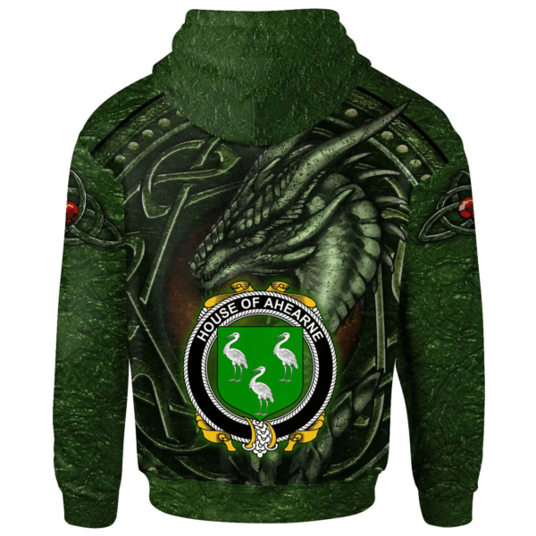 Ireland Hoodie - House of AHEARNE (Aherne) Irish Family Crest Hoodie - Celtic Green Dragon - Image 2