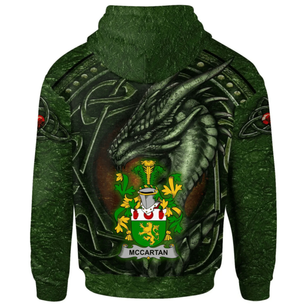 Ireland Hoodie - McCartan Irish Family Crest Hoodie - Celtic Green Dragon - Image 2