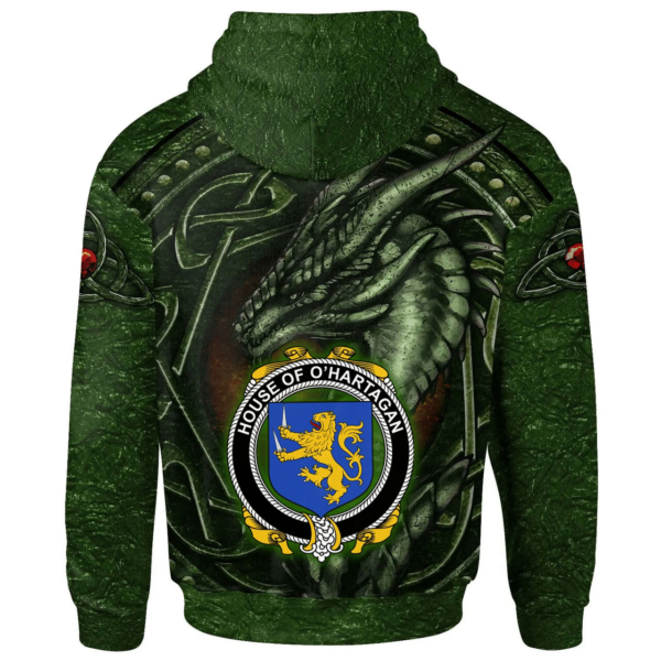 Ireland Hoodie - House of O'HARTAGAN Irish Family Crest Hoodie - Celtic Green Dragon - Image 2