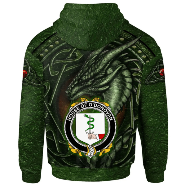 Ireland Hoodie - House of O'DONOVAN Irish Family Crest Hoodie - Celtic Green Dragon - Image 2