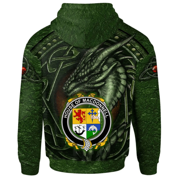 Ireland Hoodie - House of MACDONNELL (of the Glens) Irish Family Crest Hoodie - Celtic Green Dragon - Image 2