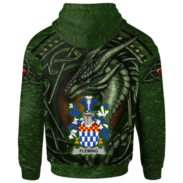 Ireland Hoodie - Fleming Irish Family Crest Hoodie - Celtic Green Dragon - Image 2