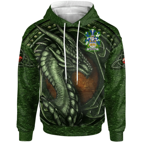 Ireland Hoodie - McVeagh or McFingah Irish Family Crest Hoodie - Celtic Green Dragon