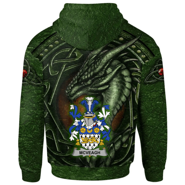 Ireland Hoodie - McVeagh or McFingah Irish Family Crest Hoodie - Celtic Green Dragon - Image 2