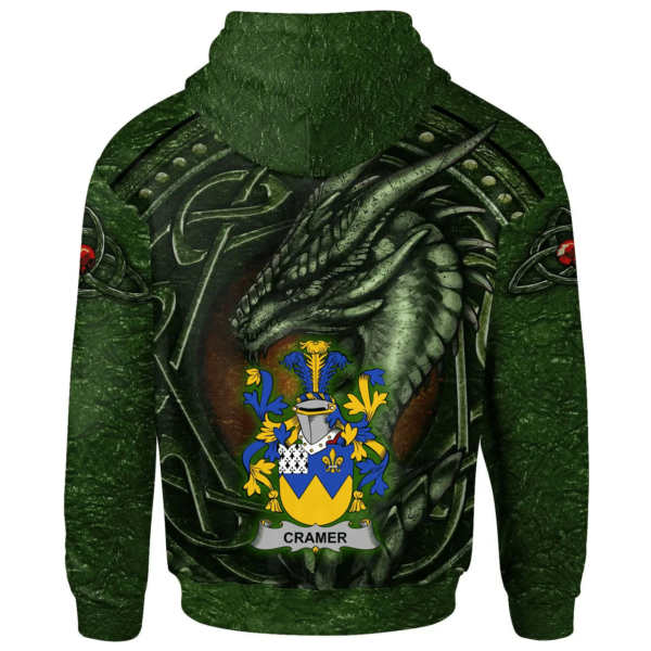 Ireland Hoodie - Cramer Irish Family Crest Hoodie - Celtic Green Dragon - Image 2