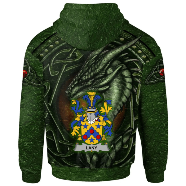 Ireland Hoodie - Lany or Laney Irish Family Crest Hoodie - Celtic Green Dragon - Image 2